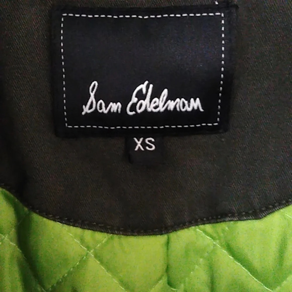 SAM EDELMAN BOHO OLIVE GREEN COTTON CANVAS QUILTED LINING ZIP JACKET - Picture 2 of 11